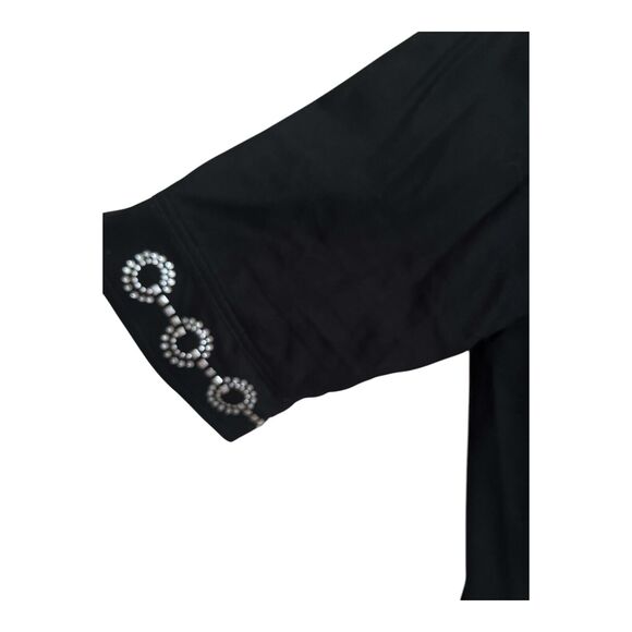 Vintage Club Z Demin Blouse Women's Size 3X Shirt Black 3/4 Sleeve Metal Studs - Picture 4 of 5